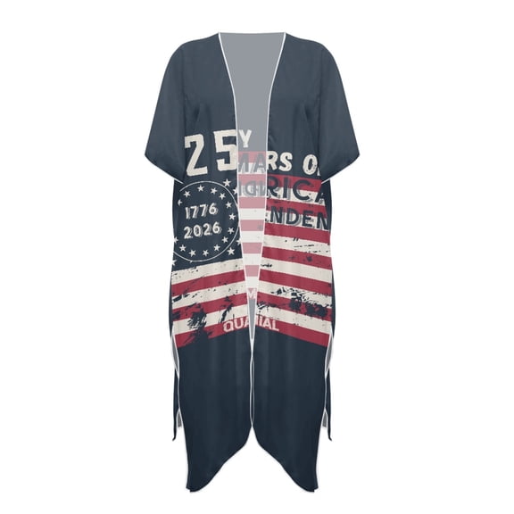 HELLHERO Flag Patchwork Long Kimono Swimsuit Cover Up High Quality Fabrics Sexy Free Size Bathing Suit Cover Up for Women