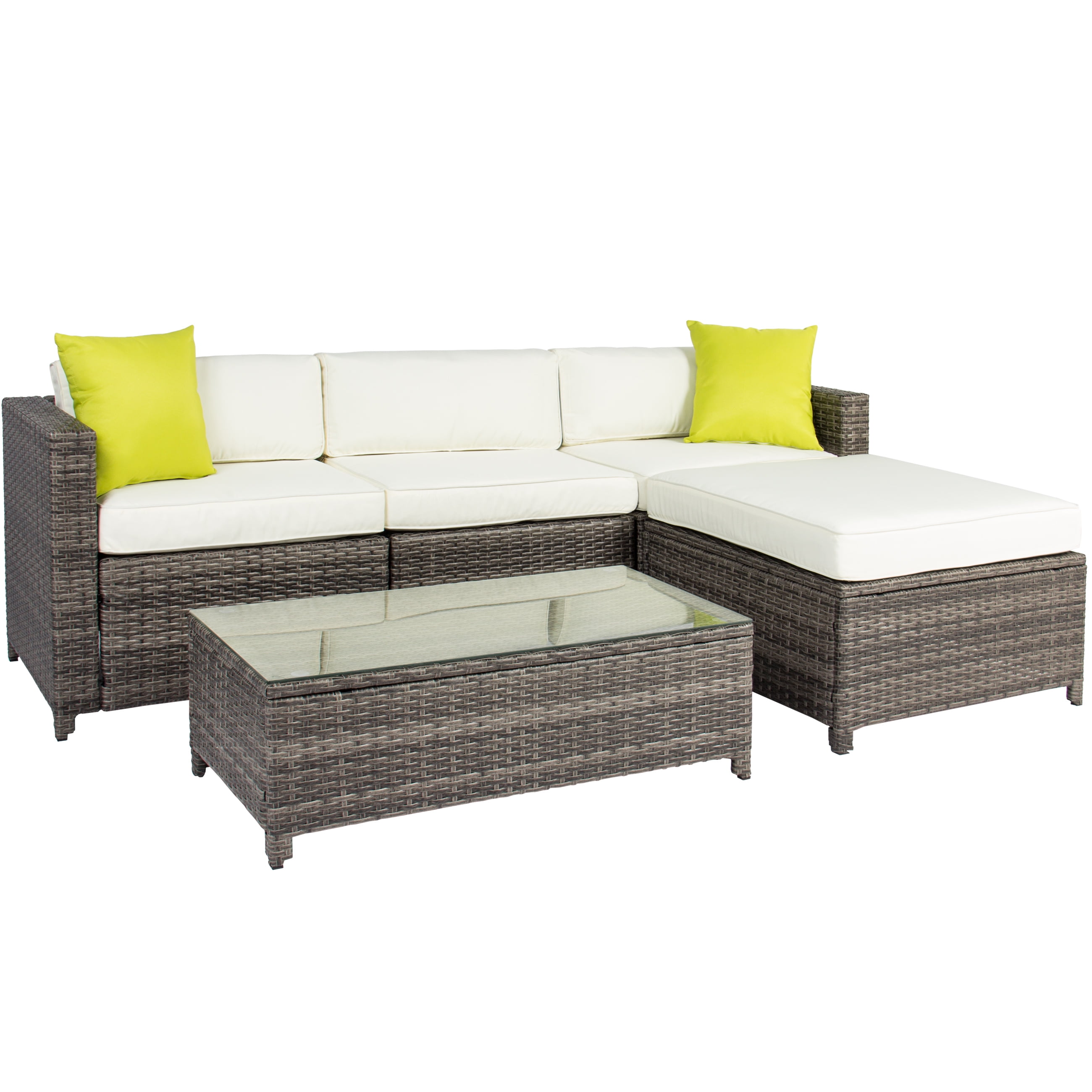5PC Rattan Wicker Sofa Set Cushioned Sectional Outdoor Garden Patio