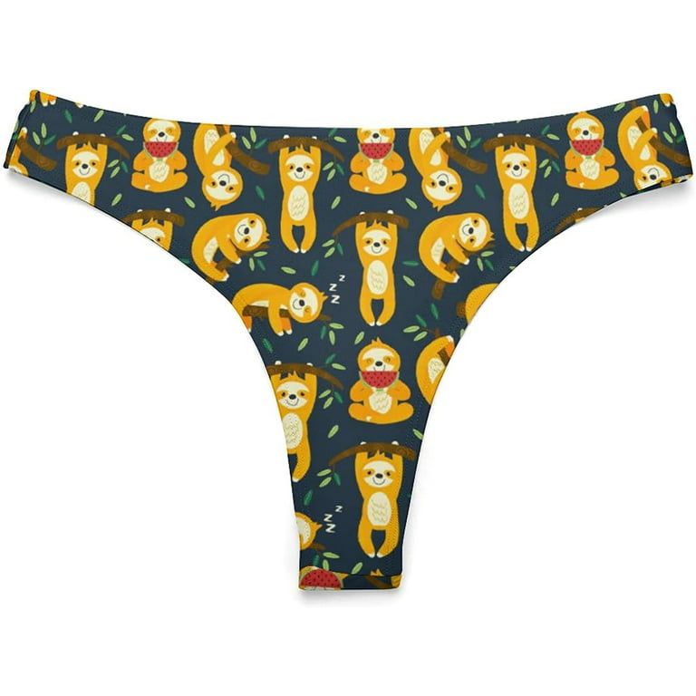 Happy Sloth Women's Print Funny Thong G-String Sexy T-Back Underwear