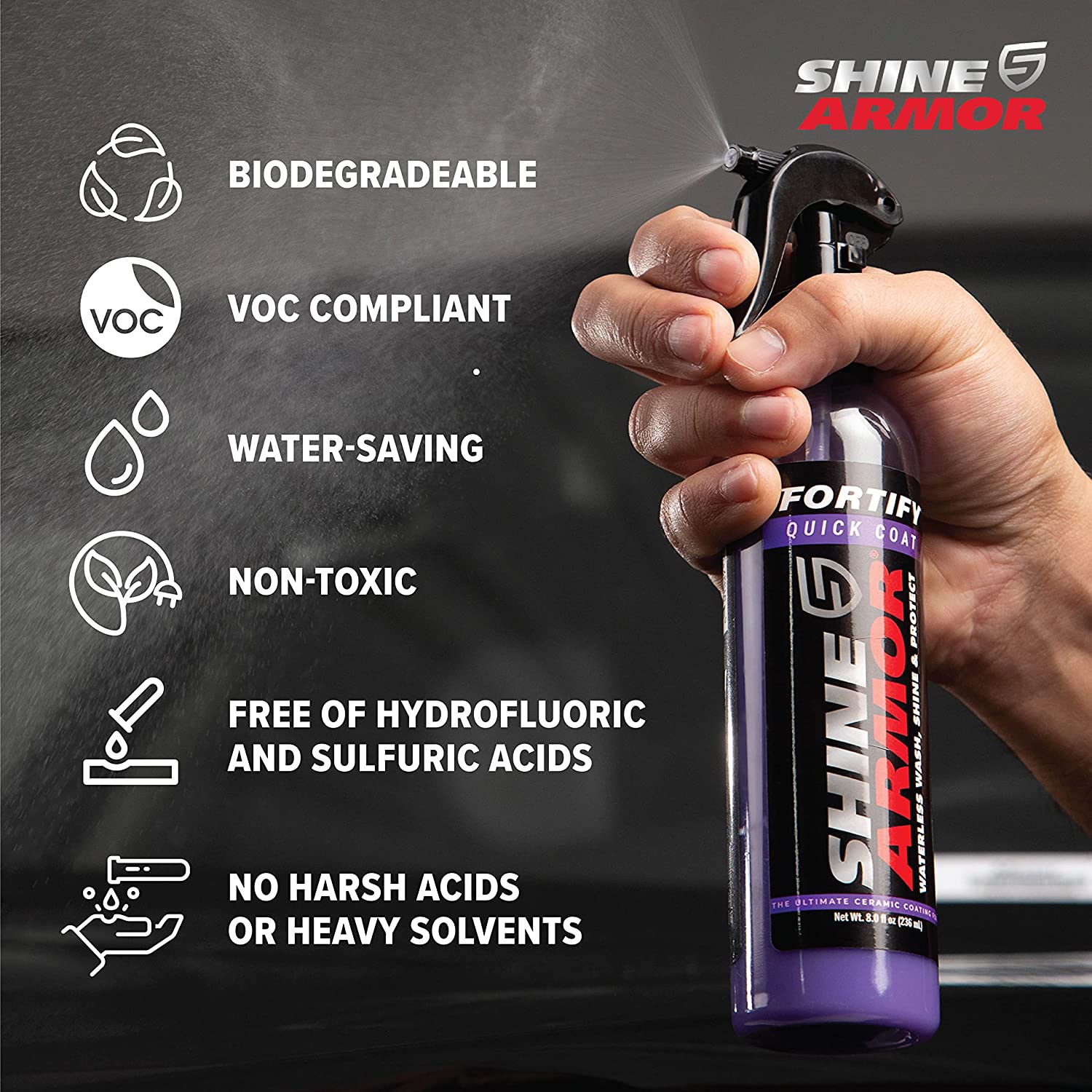 Shine Armor Hydrophobic Ceramic Car Coating Fortify Quick Coat 6.4 oz ...