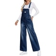 thumbnail image 5 of Adjustable Strap Sleeveless Women Loose Denim Overall Wide Leg Jumpsuit, 5 of 6