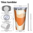 thumbnail image 4 of 16oz Tumblers Orange Modern Art Geometric Stainless Steel Vacuum Insulated Double Wall Travel Tumbler Cups Mug with Lid and Straw,Cleaning Brush for Coffee,Tea, 4 of 4
