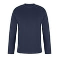 thumbnail image 5 of Blusas y camisas de manga larga con cuello redondo para hombre, informales, lisas, empalmadas, de manga larga, de alta elasticidad, que mantienen el calor, top de algodón para hombre, 5 of 5