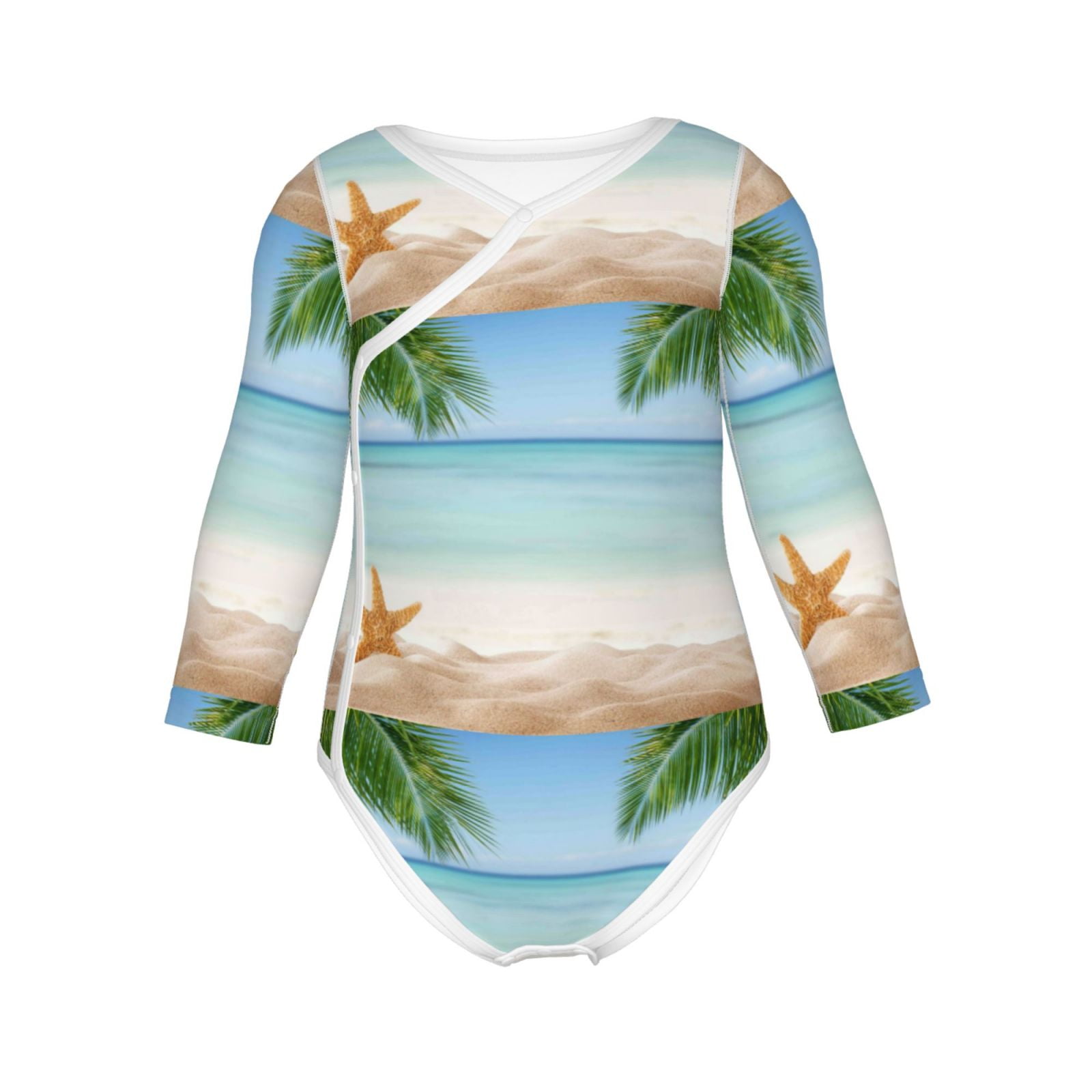 Picia Starfish in Beach for unisex-baby Long-sleeve Bodysuit,Newborn Baby Boy Girl Onsies Bodysuit-3 Months