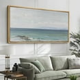 thumbnail image 4 of IDEA4WALL Extra Large Framed Canvas Print Wall Art Peaceful Coastal Horizon Soft Seascape Digital Art Blue Tone Ocean Beach View Wall Decor Oversized Artwork Relax/Calm for Room - 60"x30", 4 of 5