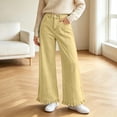 thumbnail image 7 of Axiiglly Wide Leg Jeans for Women Trendy Ruffled Hem Button Zipper High Waisted Straight Leg Baggy Jeans Casual Loose Denim Pants with Pockets S-3XL, 7 of 7