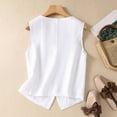 thumbnail image 3 of Women's Cotton Linen Vests V Neck Sleeveless for Spring and Summer, 3 of 6