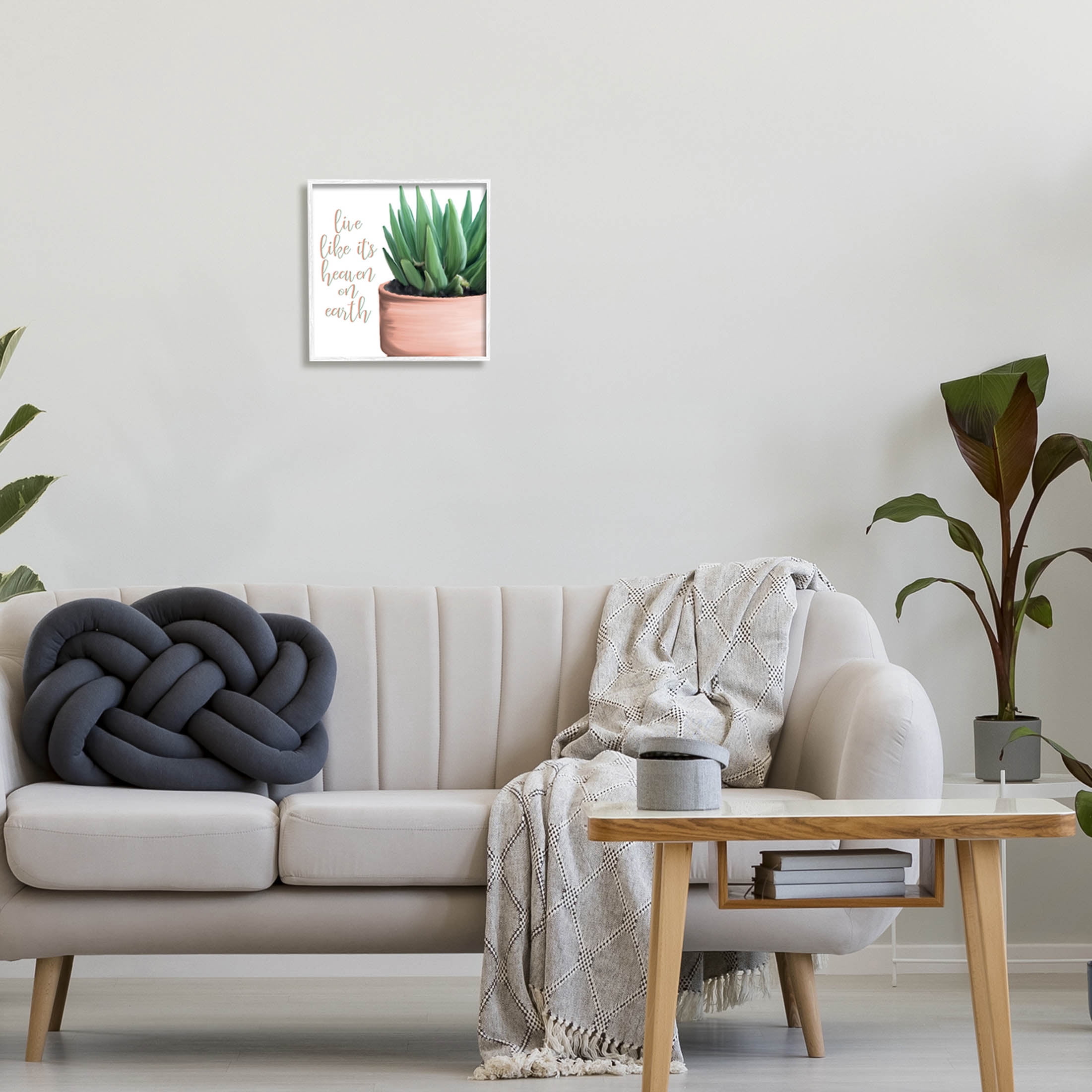 Stupell Industries Like It's Heaven On Earth Plant Graphic Art White Framed Art Print Wall Art, Design by Kim Allen