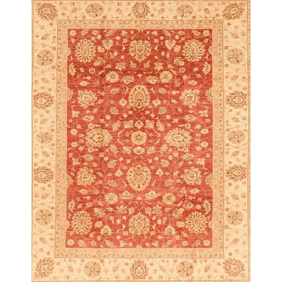 Ahgly Company Indoor Rectangle Abstract Orange Red Oriental Area Rugs, 8' x 10'