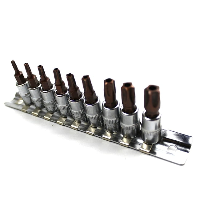 9 Puntas de Destornillador Torx de Estrella de 5 Puntas, con Dado de 1/4 de Pulgada, TS10-TS50, Accesorios para Herramientas Manuales.