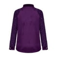 thumbnail image 4 of PMVFHDE Women Velvet Long Sleeve Sequin Button Front Lapel Shirts For Women Glitter Party Holiday Shiny Top Purple,XL, 4 of 5