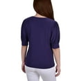 thumbnail image 3 of NY Collection Women's Short Sleeve Balloon Sleeve Top With Hardware, 3 of 4