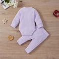 thumbnail image 4 of PULLIMORE Newborn Baby Boys Girls Ribbed Clothes 2 PCS Long Sleeve Romper Pants Infant Jumpsuit (Purple, 12-18 Months), 4 of 8