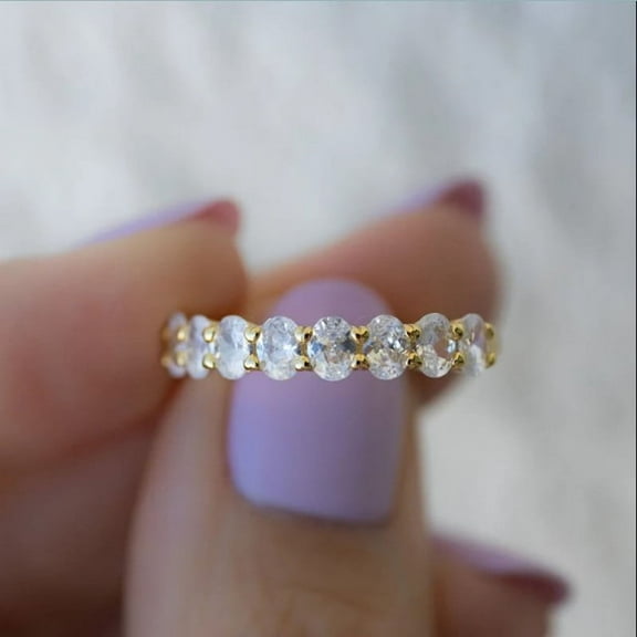 ArtpalaceByMitika Moissanite Oval Women Wedding Ring,Engagement Ring in (G-H, I2-I3), 14K Yellow Gold Plated, Promise Ring