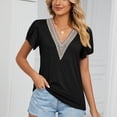 thumbnail image 5 of WIZUTIZ Tops for Women Plus Size Ultra Soft Basic Plain Tops Ladies Cotton Linen Short Sleeve Tshirts Sports Solid Tee Holiday Beach Oversize Blouse Lightweight V-Neck T-shirt Black L, 5 of 6