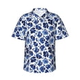 thumbnail image 1 of KLL Blue Ink Flowers Pattern Men's Hawaiian Shirt Short Sleeve Button Down Beach Shirts,Medium, 1 of 7