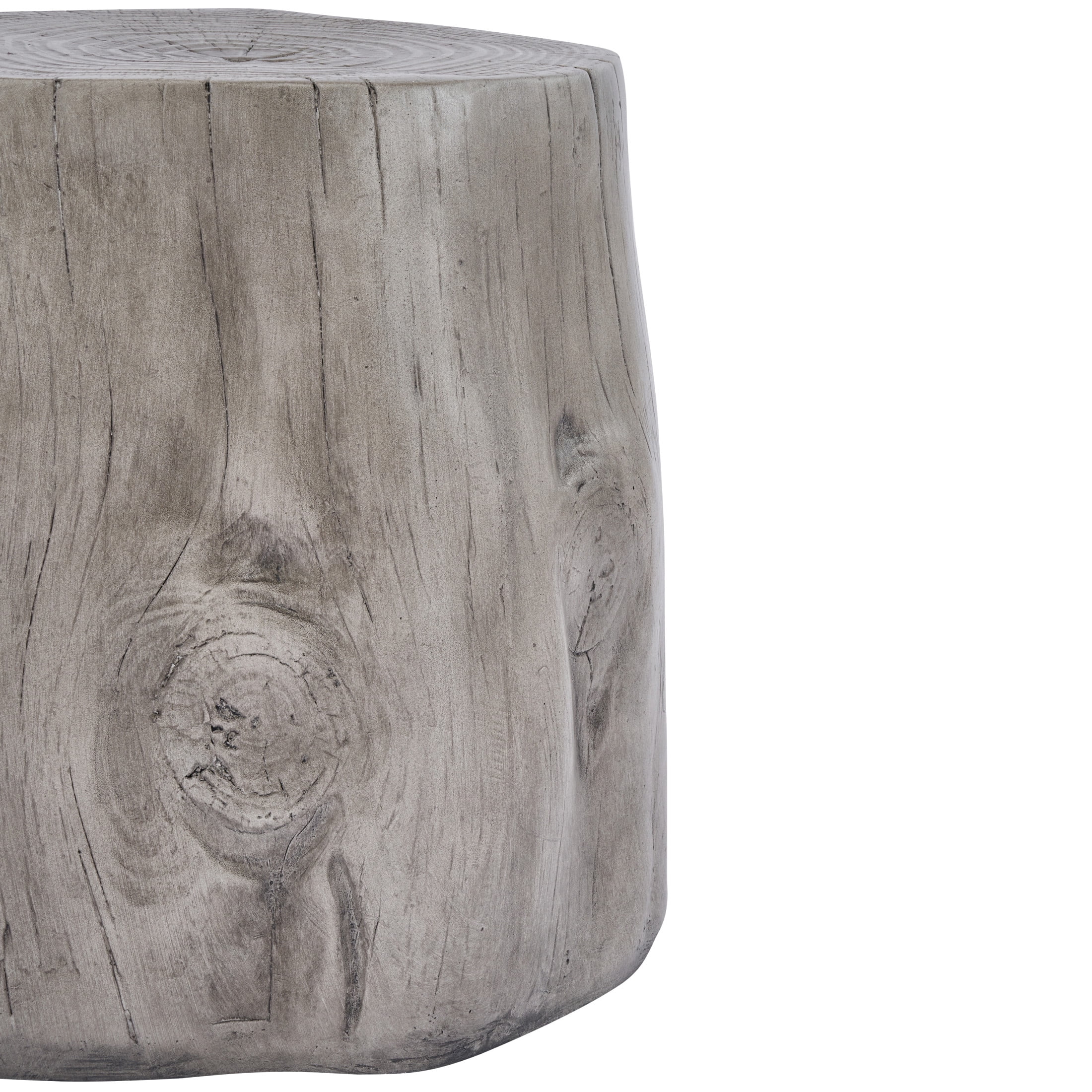 Christopher Knight Home 17.3” Tree Stump Side Table, MGO Accent Table for Indoor & Outdoor Use, Antique Gray