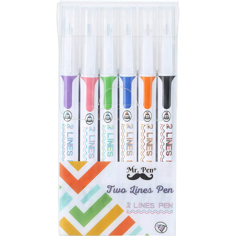 Mr. Pen- Double Line Pen, 6 Pack, Assorted Colors, Double Line