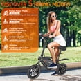thumbnail image 5 of Gocio Peak 700W Electric Bike, 16" x 3.0 One-Piece Fat Tire Foldable Electric Bicycle for Adults Women, 48V 374.4Wh Removable Battery EBikes, 20MPH Commuter E Bike for Teenager UL 2849, 5 of 14