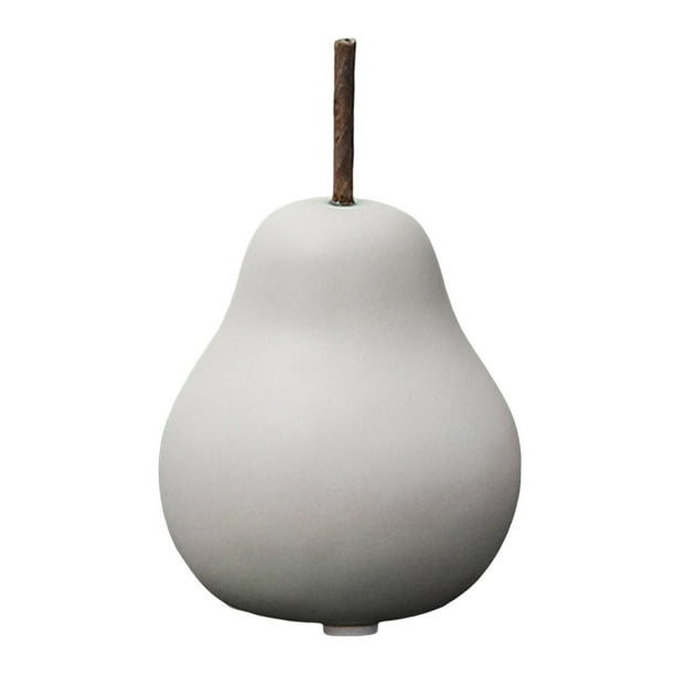 Figura de pera de cerámica moderna y sencilla, estatua coleccionable, escultura creativa de fruta. Blanco 6.5cmx11cm