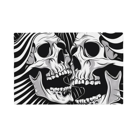 

Placemats Set of 4 Psychedelic Skull Illusion Art Place mats for Dining Table Indoor/Outdoor Cute Heat Resistant Washable Table Mats(18 x 12 )