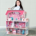 thumbnail image 6 of Dollhouse for 3-8 Girls and Boys Great Gift, 24.4'' x 10.6'' x 27.5" Wooden Hi-Rise Dollhouses and Playsets with 8 Accessories, DIY 3 Story Dolls House, Loving Family Furniture Set, S6213, 6 of 7