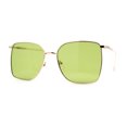 thumbnail image 2 of SA106 Womens 90s Metal Rim Large Rectangle Geeky Sunglasses Gold Green, 2 of 4