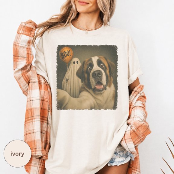 Saint Bernard Halloween Shirt, Funny Ghost Dog Tee, Spooky Dog Mom Gift