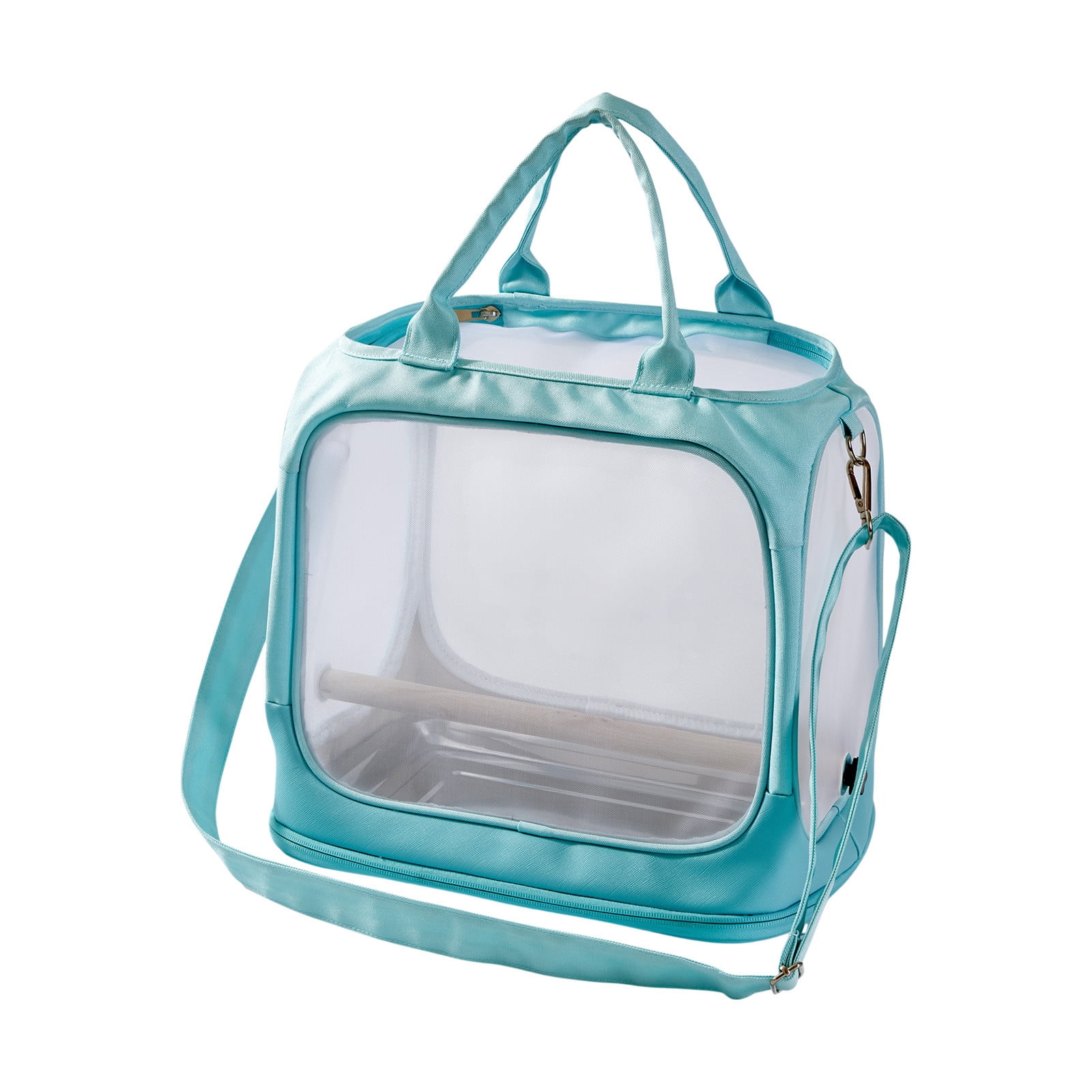 RBCKVXZ Birds Travel Cage, Portable Small Birds Parrots Parakeet Carrier with Standing Perchs ( Metal Tray), Side Accesss Window Foldable, Mesh Windows, Mint Green
