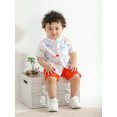 thumbnail image 4 of Toddler Infant Baby Boy Clothes Set Short Sleeve Button Down Shirt Shorts Summer Outfits (18-24 Months, White), 4 of 5