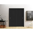 thumbnail image 2 of Sliding Closet Bypass Doors 56 x 80 inches / Mela 7001 Painted Black / Rails Hardware Set / Wood Solid Bedroom Wardrobe Doors, 2 of 4