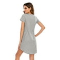 thumbnail image 5 of Women Letter Printed Short Sleeve Sleepshirt,Round Neck Hip Length Nightdress Loungwear Pajamas Dress,Cotton Comfy Summer Ladies Sleepwear Gown,S-XXL I'm Fine Gray, 5 of 6