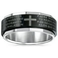 thumbnail image 2 of Bling Jewelry Mens Black Spinner Religious Cross Words Lords Prayer Fidget Band Ring Stainless Steel, 2 of 5
