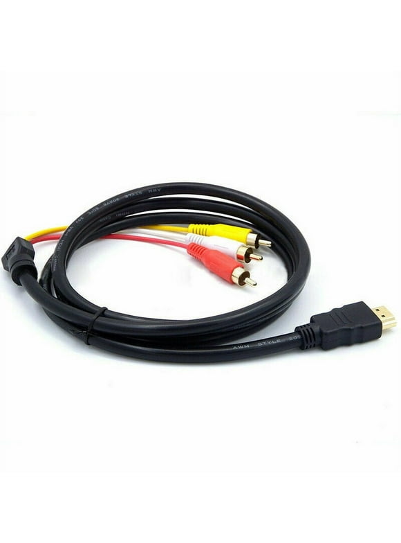 5ft Cord Video M/M 3-RCA DVD HDMI to RCA Audio AV Adapter Male 1080P for HDTV