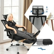 Costway Mesh Office Chair Recliner Desk Chair Height Adjustable w/Footrest Black