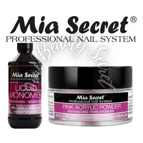 Mia Secret Liquid Monomer 8 oz and PINK Powder 0.5 oz