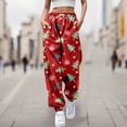 thumbnail image 2 of LUOGENLI Pantalon Décontracté pour Femme Pantalon Décontracté à Imprimé de Dessins Animés pour Dame Pantalon Décontracté pour Femmes Extensible Pantalon Décontracté pour Femme Taille Élastique à Cordon Rouge P, 2 of 4