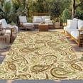 thumbnail image 2 of Beige Brown Green Outdoor Rug 5x8 Ft - Reversible Patio Rug Outdoor Camping Rugs, Retro Botanical Abstract Art Washable Indoor Outdoor Area Rugs, Non-Slip Outdoor Carpet Runner for Deck/Porch, 2 of 8