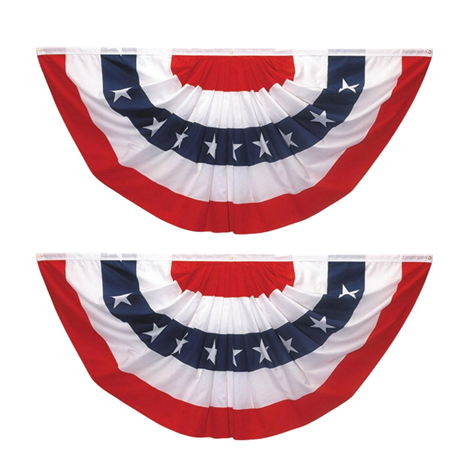Gallickan 2 Pack Independence Day Fan-Shaped Patriotic Flag 60x120cm USA American Flag for Outdoor Garden Decor