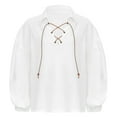 thumbnail image 1 of Linjinx Chemise Médiévale Pirate pour Garçons Enfants Rétro Renaissance Viking Manches Longues Lacets Mercenaire Écossais Blanc G, 1 of 7