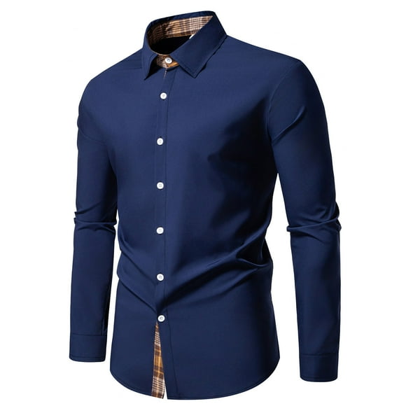 AherBiu Mens Shirts Button Down Long Sleeve Lapel Collar Tshirt Relaxed Fitted Fall Winter Casual Lightweight Shirt Tops