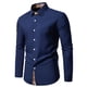 thumbnail image 1 of Blusa y camisa de manga larga con cuello vuelto para hombre, informal, con botones y retazos, de poliéster., 1 of 8