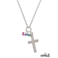 thumbnail image 2 of Delight Jewelry Rainbow Colored ''Love'' Everlasting Love Engraved Cross Zoey Necklace, 28", 2 of 4