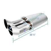 Spec-D Tuning Universal 3 Jdm Hi-Power Dual Tip Dtm Exhaust Muffler Fits select: 2000-2010 CHEVROLET IMPALA, 1997-2010 CHEVROLET MALIBU
