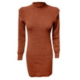 thumbnail image 6 of Ediodpoh Women High Long Sleeve Solid Color Knitted Long Dress Sweater Dress for Fall and Winter Bodycon Style Coffee S, 6 of 6