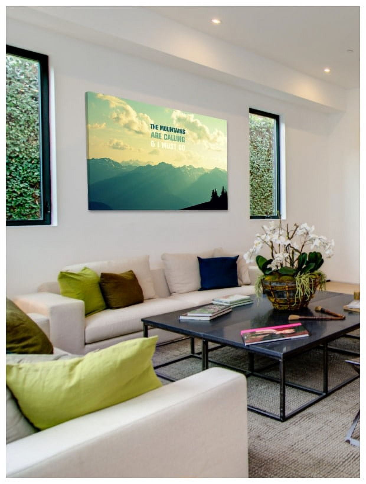 Marmont Hill "The Mountains Text" by Robert Dickinson Painting Print on Canvas