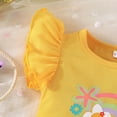 thumbnail image 5 of Toddler Girl Outfit Toddler Baby Girls Summer Floral Rainbow Print Flutter Sleeve Top and Shorts Two Piece Outfit Playwear Outfits Baby Girl Yellow 12 Months-18 Months, 5 of 7