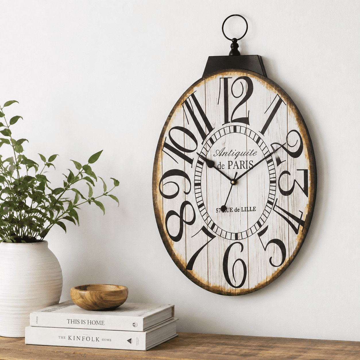 Large Wall Clocks 29 Inch-high Oversized Oval Vintfarmhouse Design Operated Silent Clock For Living Room Kitchen Bedroom (brown)