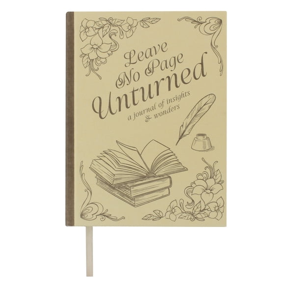 Ecokind Leave No Page Unturned Book Cloth Journal, 200 Lined Sheets, 6" x 8", Ribbon Page Marker