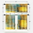 thumbnail image 4 of Teal Gray Yellow Painting Kitchen Window Curtains Valance and Tier Set 36 Inch Contemporary Beige Abstract Rod Pocket Short Tier Curtain, Modern Small Drapes for Kitchen Decor, 4 of 6